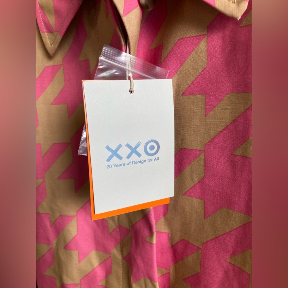 Isaac Mizrahi for Target Houndstooth Trench Coat NWT Pink Tan Size S - Picture 3 of 14